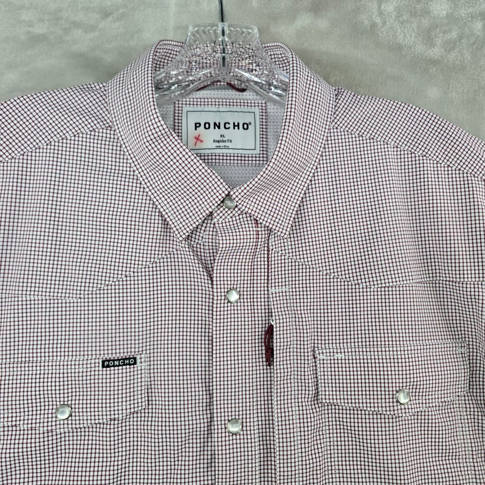 Poncho Howdy Shirt Mens XL Aggies A&M Gingham Pearl Snap Performance Western